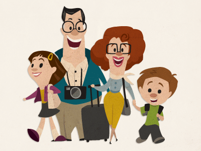 Family character children family holiday illustration parents travel vector