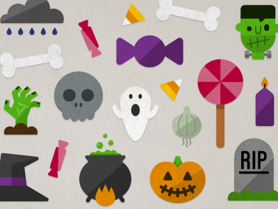 Halloween bones candy cauldron ghost halloween happy icon illustration pumpkin rip skull vector witch