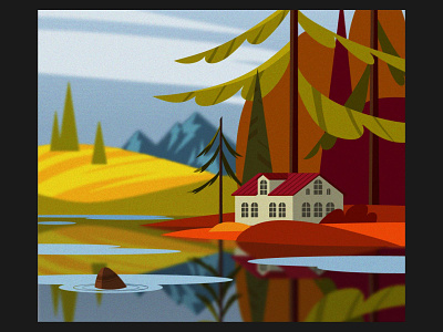 Illustration autumn landscape illustration landscape vector