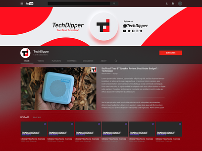 YouTube Channel Artwork for TechDipper branding channel channel art channel artwork design logo neumorphism redesign techdipper youtube youtube banner youtube channel youtuber