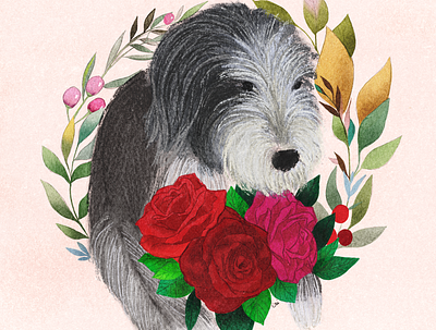 Rose digital art digital painting dog flowers foliage pastels procreate roses watercolor