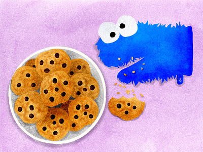 Gimme that! alcohol markers cookie monster cookies digital art digital painting kitchen mitt kitchen tools platter procreate