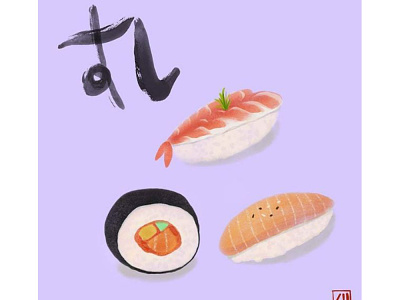 Sushi digital art digital painting gouache ipad procreate sushi watercolor