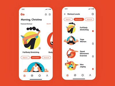 Go – Fitnes App app design graphic design illustration mobile product ui ux