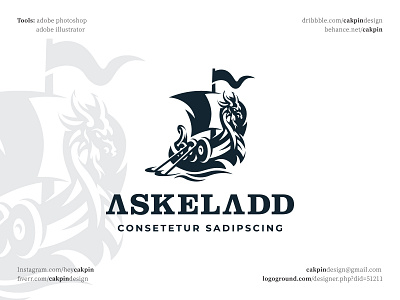 Modern Viking Ship Logo drakkar