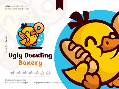 Bakery Mascot Logo : Ugly Duckling Bakery #1 animal baby bakery bbq cafe cake cartoon character coffee cute mascot duck food and beverage food mascot logo mascot playful restaurant swan