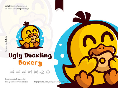 Bakery Mascot Logo : Ugly Duckling Bakery #2 animal baby bakery bbq cafe cake cartoon character coffee cute mascot duck food and beverage food mascot logo mascot playful restaurant swan