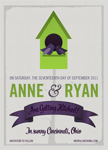 Save the Date, Version 1 green married purple save the date wedding