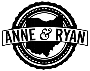 Anne & Ryan badge black hevetica condensed logo method craft ohio wedding white