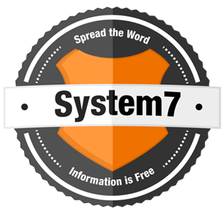 System7 Logo badge gray logo orange system7 white