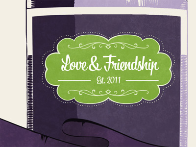Wedding Invitiations bistroscript cream friendship green love mason jar purple wedding