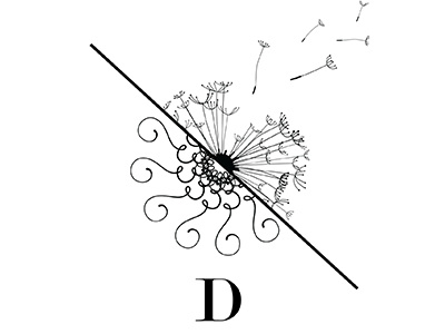 D for Dandelion dandelion illustrator monogram vector