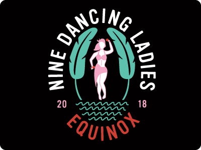 Nine Dancing Ladies Logo club logo cruise dancing equinox girls trip illustration logo tropical tropical palette water