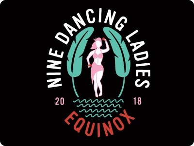 Nine Dancing Ladies Logo tropical palette girls trip club logo illustration dancing water equinox tropical logo cruise