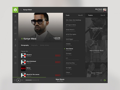 Spotify Flat Concept concept flat kanye west music player playlists redesign simple spotify tracks