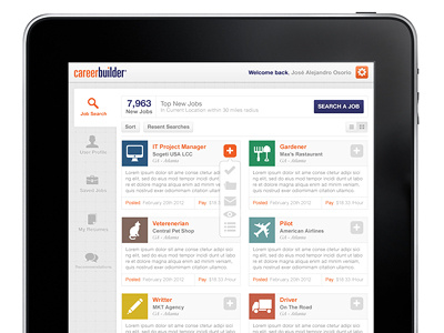 CareerBuilder iPad UI ipad jobs ui user interface