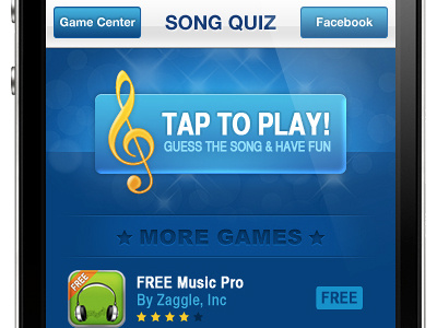 Music game app for iPhone app blue game iphone music ui user interface