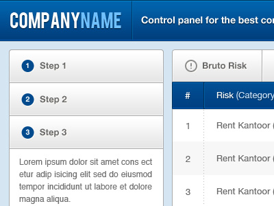 FREE Control Panel UI blue company control panel corporative free psd resource ui user interface