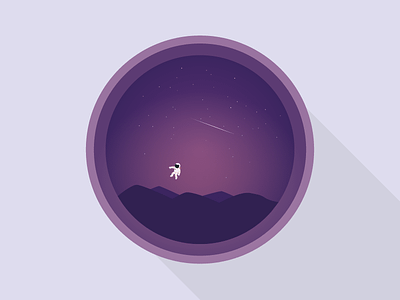 Space Traveller astronaut hills illustration illustrator pink purple space stars vector
