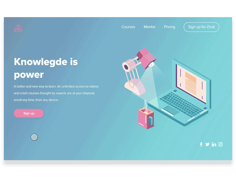 Zinat - Online courses landing page education gradient illustration landing landing page mooc online course parralax product scroll ui