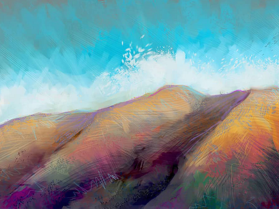 Whispering Rocks abstract art colorful digital impressionism mountains painting southwest
