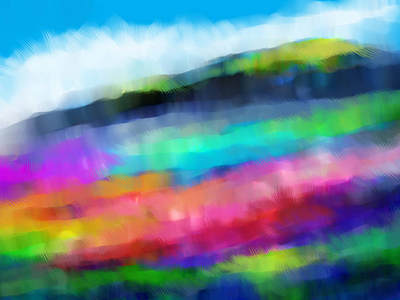 Painted Hills abstract art colorful digital impressionism mountains painting