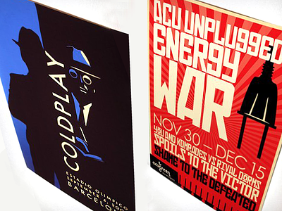Coldplay & Energy Saving Propoganda Posters coldplay design flat illustration poster propoganda shepard fairey soviet typography vector
