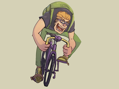 Happy Cyclist bicycle bike cartoon character cyclist design