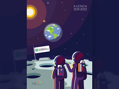 On the moon! - an Illustration adobe illustrator agenda cover design digital illustration digital paint graphic design illustration moon painting space university