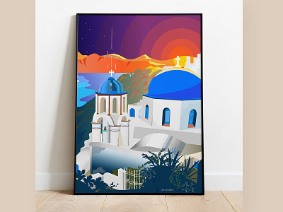 Santorini - an Illustration adobe illustrator digital illustration digital paint graphic design illustration painting santorini tourism