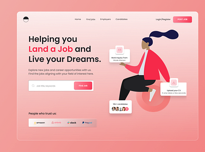 Third project- "Job Search Landing page." dailyui 003 ui