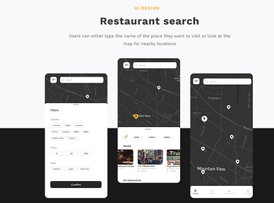 Food ordering app- "restaurant search screens"