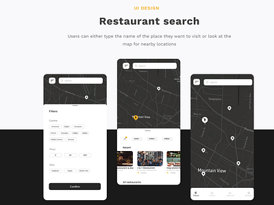 Food ordering app- "restaurant search screens"