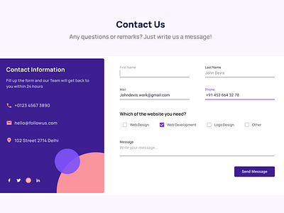 Daily UI- Contact Us