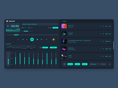 Winamp Player Redesing figma interface music player songs ui ui interface uidesign uiux ux winamp