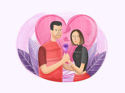 Love Day couple illustration friendship grain heart illustration digital love valentine day