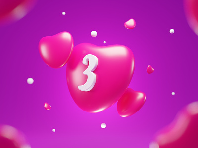 Three Married Years 3d 3d illustration blender heart illustration love married