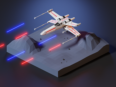 X-Wing Skywalker 3d blender low poly skywalker star wars x-wing