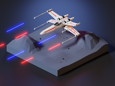 X-Wing Skywalker 3d blender low poly skywalker star wars x wing