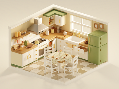 Fancy Tiny Kitchen 3d blender kitchen tiny