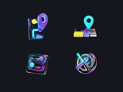 3D icons for Eden Data 3d icon blender cyber icon neon security ui design website