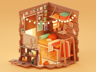 Little Cozy Room 3d 3d room blender cozy games illustration low poly modeling room