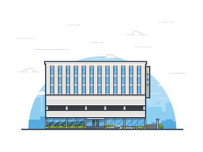 Colon Empresarial Center building business city company empresarial flat illustration line outline skyline vector