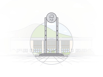Universidad De Oriente [UDO] bolivar building coin col illustration lines monument school university vector
