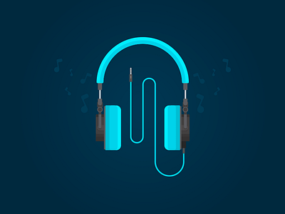 Headphones Flat blue flat gadget headphones illustration jack music sound vector