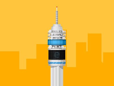 Entel Tower cellular city entel flat signal telecommunication tower vector