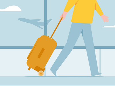 Traveler Santander airport bag bluesky color bars flat flight illustration travel traveler vector walk