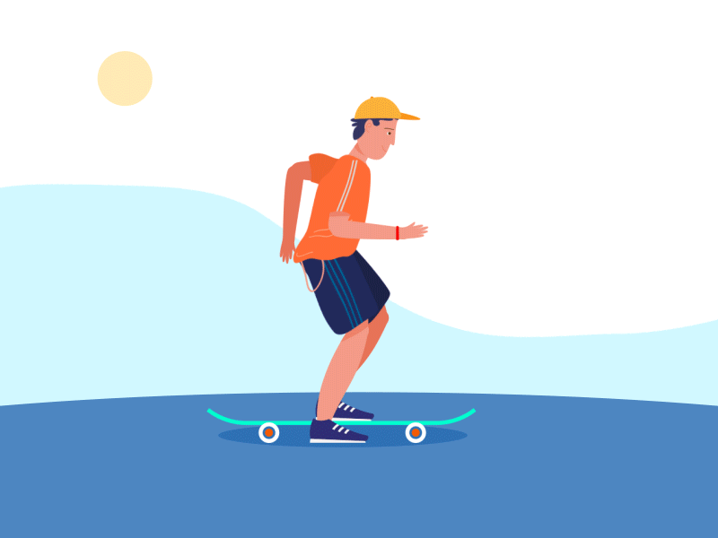 Skater Running! character flat character flat color loop run cycle running skater skaterboard