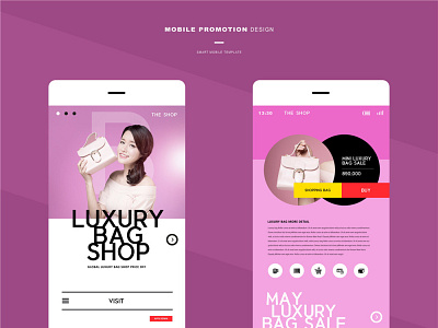 Online women's bag store mobile website ui animation app design illustration mobile website ui
