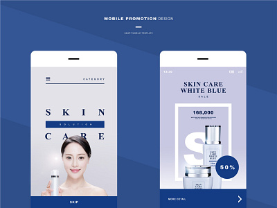 SKIN CARE WHITE BLUE APP MOBILE concept